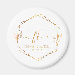 Elegante Classic Gold Mit Monogramm erste Hochzeit Magnet