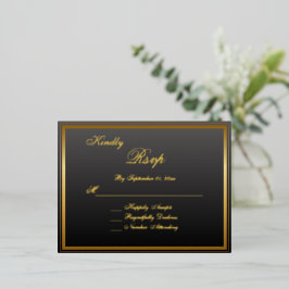 Elegante Classic Gold Script Wedding RSVP Card Folie Einladungspostkarte