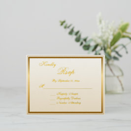 Elegante Classic Gold Script Wedding RSVP Card Folie Einladungspostkarte