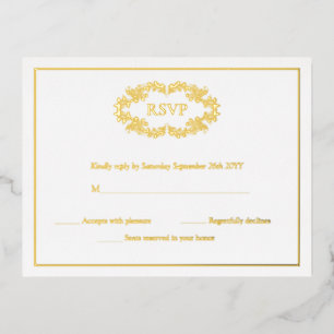 Elegante Classic Gold Wappen Monogram RSVP Cards Folie Einladungspostkarte