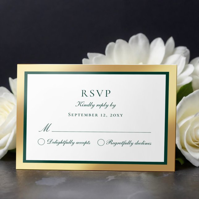 Elegante Classic Imitate Gold Emerald Green RSVP C (Von Creator hochgeladen)