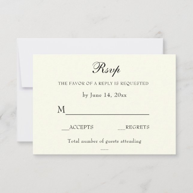 Elegante Classic Ivory Wedding Classic RSVP Card (Vorderseite)