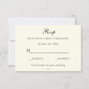 Elegante Classic Ivory Wedding Classic RSVP Card Karte