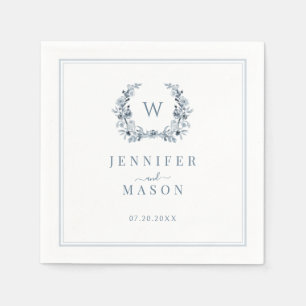 Elegante Classic Light Blue Boho Monogram Wedding Serviette