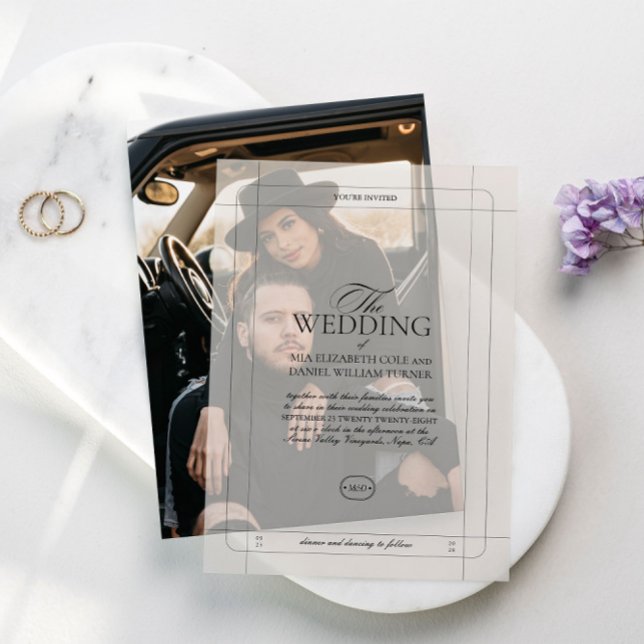 Elegante Classic Luxury Light Gray Monogram Weddin (Elegant Classic Luxury Light Gray Monogram Wedding Vellum Invitations)