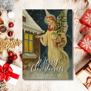 Elegante Classic Merry Christmas Angel Artwork Feiertagskarte