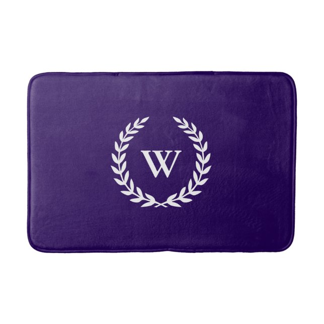 Elegante Classic Monogram Navy Blue Bath Mat Badematte (Vorderseite)