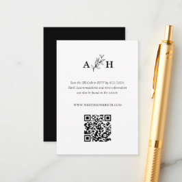 Elegante Classic Monogram QR Code RSVP Karte