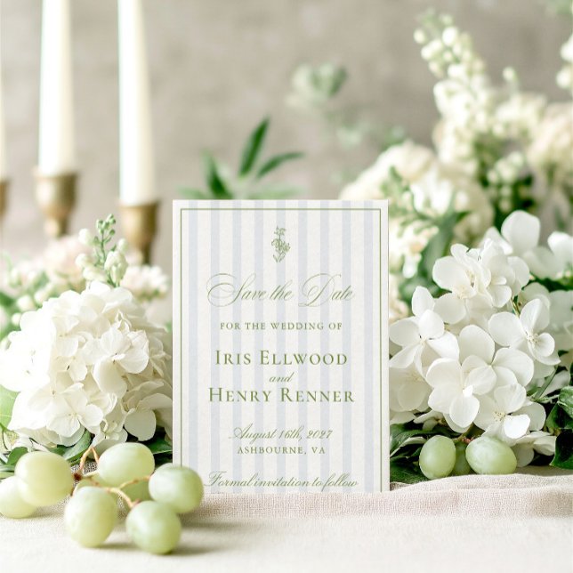Elegante Classic Sage Green Save the Date Card (Elegant Classic Sage Green Save The Date Card)