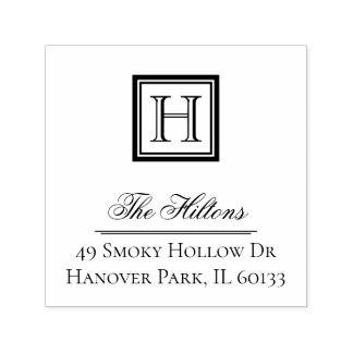 Elegante Classic Square Monogram-Briefmarke Permastempel