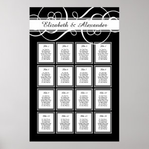 Elegante Classic Wedding 16 Table Seating Chart Poster