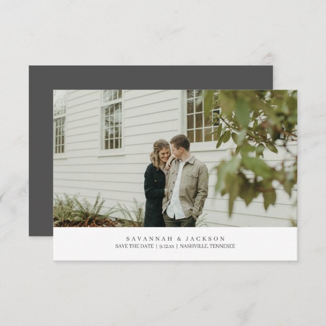 Elegante Classic Wedding Foto Save the Date Karte (Vorne/Hinten)