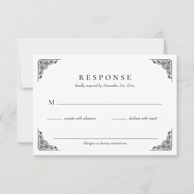 Elegante Classic Wedding RSVP Card (Vorderseite)