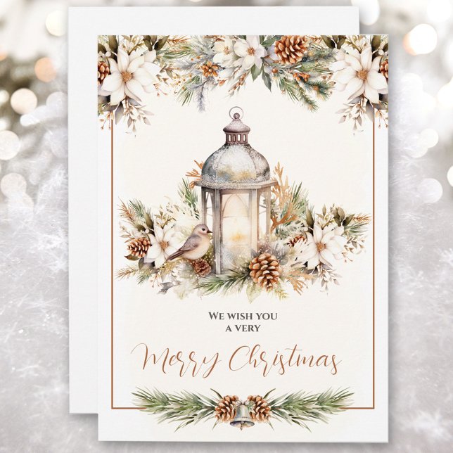 Elegante Classic White and Cream Weihnachtskarte Ankündigung (Elegant Classic White and Cream Christmas Card)