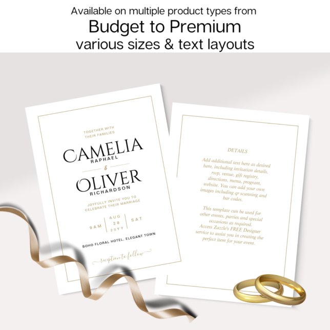 Elegante Classic White Gold MONOCHROME Wedding Inv Einladung (Von Creator hochgeladen)