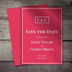 Elegante Classy Monogram Viva Magenta Chic Wedding Save The Date