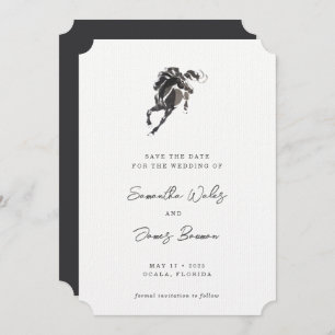 Elegante Classy Watercolor Reitsport Hochzeit Save The Date