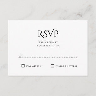 Elegante Clean Simple White Response RSVP-Karte RSVP Karte