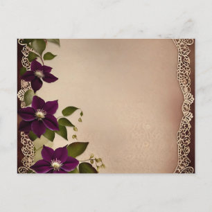 Elegante Clematis-Pflaume-Blüten Postkarte
