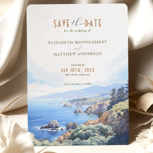 Elegante Cliffside Save the Date Card - Big Sur, C Einladung