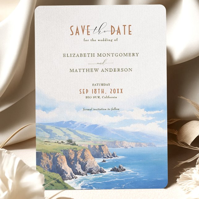Elegante Cliffside Save the Date Card - Big Sur, C Einladung (Von Creator hochgeladen)