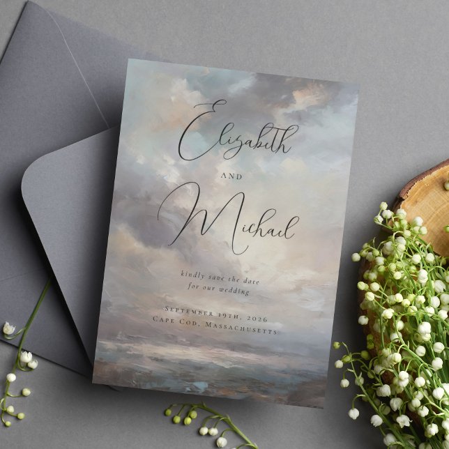 Elegante Coast Ocean Sky Landschaft Hochzeit Save The Date (Von Creator hochgeladen)
