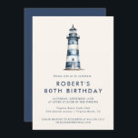 Elegante Coastal Lighthouse Erwachsene Geburtstags Einladung<br><div class="desc">Elegantes Küstenlicht Leuchtturm Erwachsene Geburtstagsparty Einladung</div>