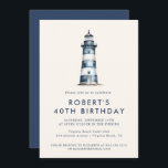 Elegante Coastal Lighthouse Erwachsene Geburtstags Einladung<br><div class="desc">Elegantes Küstenlicht Leuchtturm Erwachsene Geburtstagsparty Einladung</div>
