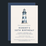 Elegante Coastal Lighthouse Erwachsene Geburtstags Einladung<br><div class="desc">Elegantes Küstenlicht Leuchtturm Erwachsene Geburtstagsparty Einladung</div>