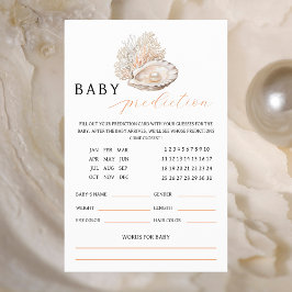 Elegante Coastal Pearl Baby Prediction Card Flyer