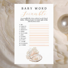 Elegante Coastal Pearl Baby Word Scramble Flyer