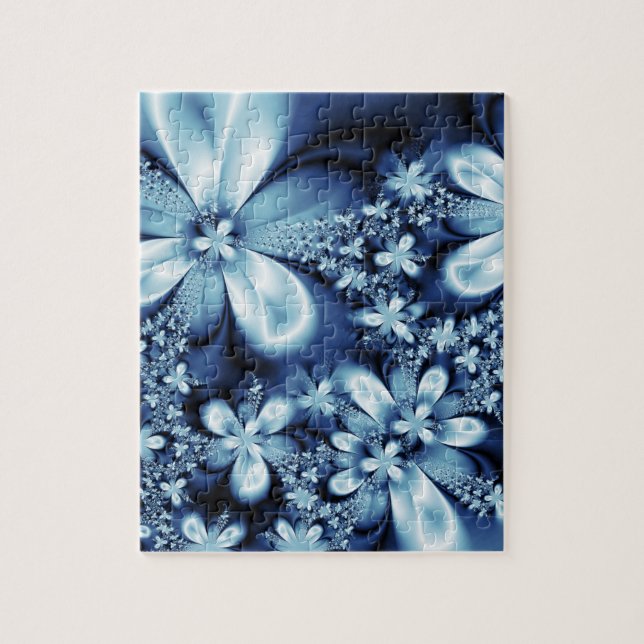 Elegante Cobalt Dark Blue Silky Blume Puzzle (Vertikal)
