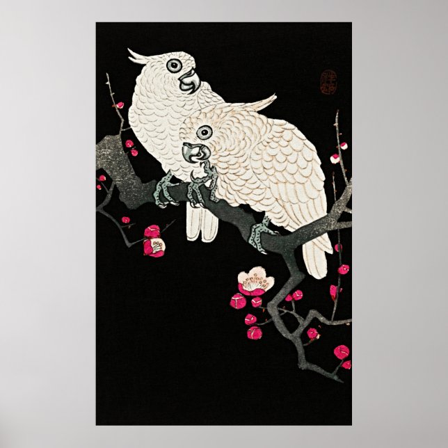 Elegante Cockatoos & Plum Blossom - japanische Kun Poster (Vorne)