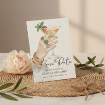 Elegante Cocktail Save-the-Date-Hochzeits-Einladun