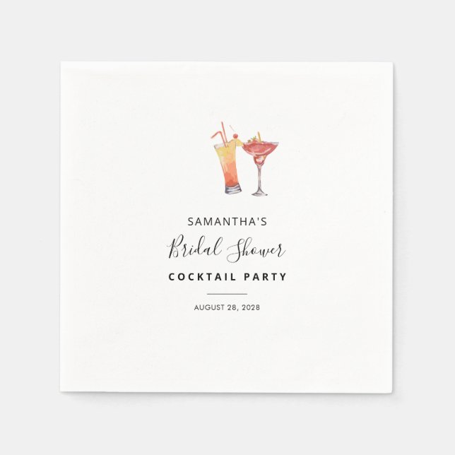 Elegante Cocktails Brautparty Serviette (Vorderseite)