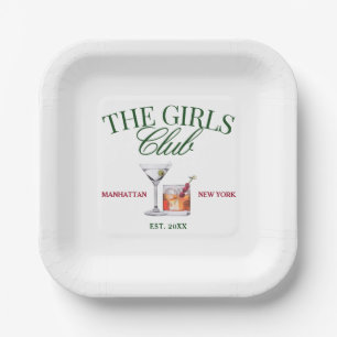 Elegante Cocktails Green & Red Girl's Club Pappteller