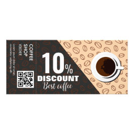 Elegante Coffee Cup Gutscheinkarte mit QR CODE Werbekarte