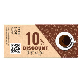 Elegante Coffee Cup Gutscheinkarte mit QR CODE Werbekarte
