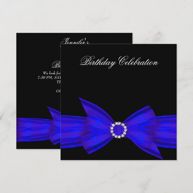 Elegante Colbolt Royal Blue Birthday Party Einladung (Vorne/Hinten)