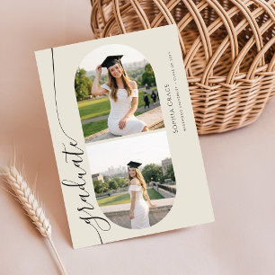 Elegante Collage mit Bogenfoto zur Abschluss-Einla Postkarte