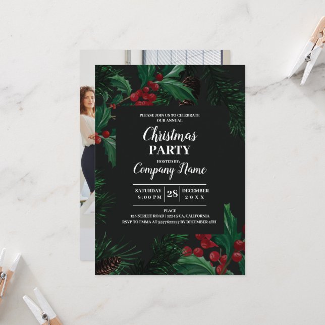 Elegante Company Cocktail Weihnachten Party Einlad Einladung (Vorderseite/Rückseite Beispiel)