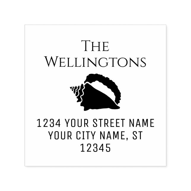 Elegante Conch Muschel #2 Beach Name Rücksendeadre Permastempel (Design)