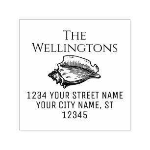 Elegante Conch-Schnecken Strand Name Rücksendeadre Permastempel