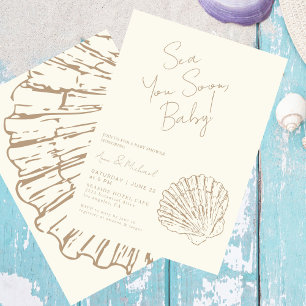 Elegante concha de clam marina pronto Moda Baby Sh Einladung