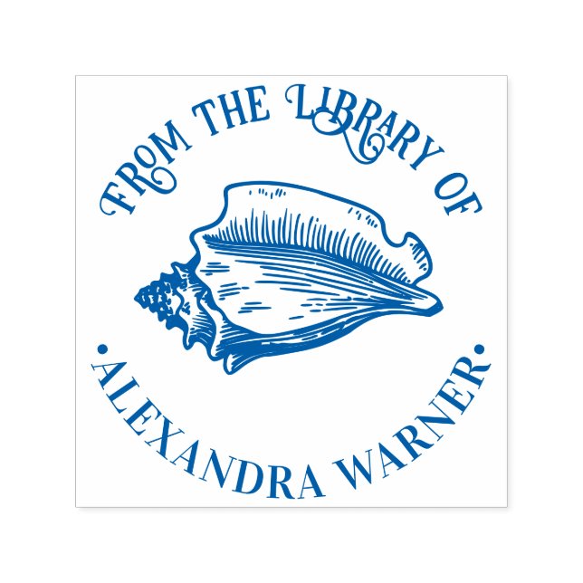 Elegante Conchmuschel #2 Strand Rund Bibliotheksbu Permastempel (Design)