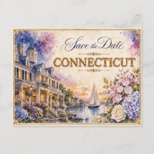 Elegante Connecticut Save-the-Date-Hochzeits-Einla Postkarte