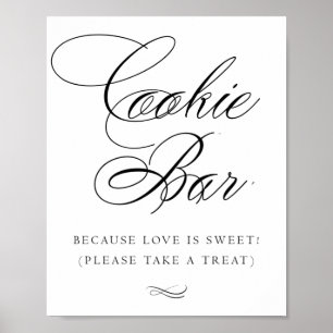 Elegante Cookie Bar Black Calligraphy   Chic Table Poster