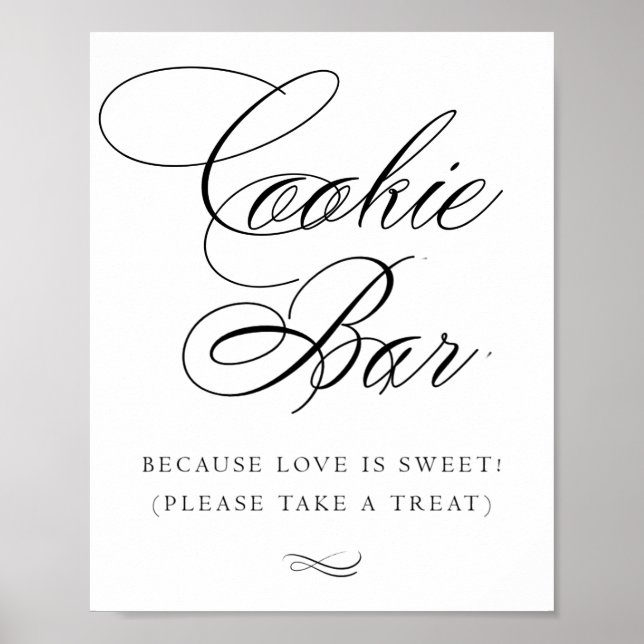 Elegante Cookie Bar Black Calligraphy | Chic Table Poster (Vorne)