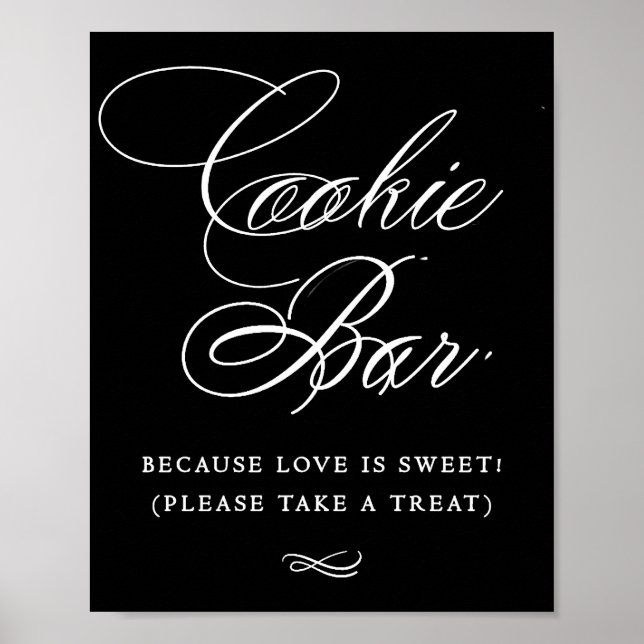 Elegante Cookie Bar White Calligraphy | Chic Table Poster (Vorne)