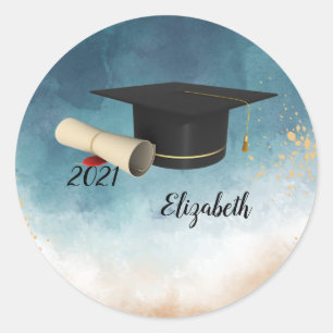 Elegante Cool Graduation Cap , Diplom Runder Aufkleber